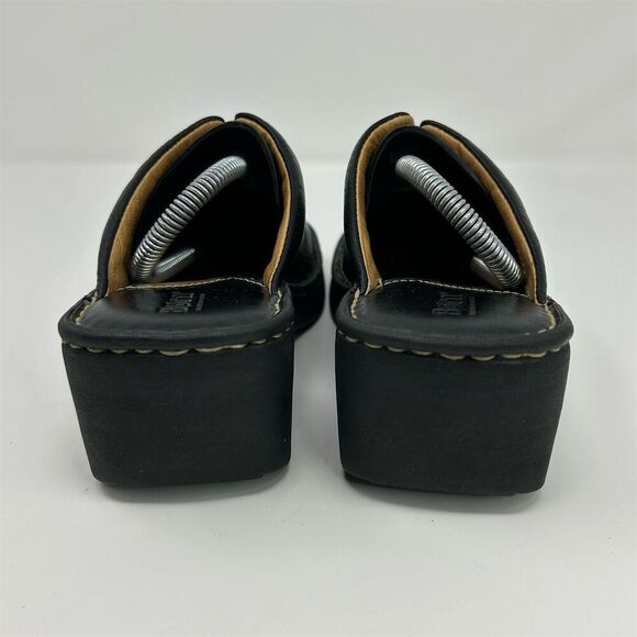 Born Women's Slip On Black Leather Mules Clogs Heels Size 7 Comfort Casual - Picture 8 of 14